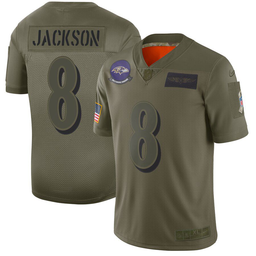 Men Baltimore Ravens #8 Jackson Green Nike Olive Salute To Service Limited NFL Jerseys->baltimore ravens->NFL Jersey